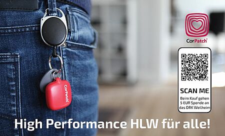 zu sehen ist ein QR-Code zum Erwerb eines CorPatch in Verbindung mit einer 5€ Spende an das DRK Weilheim an der Teck